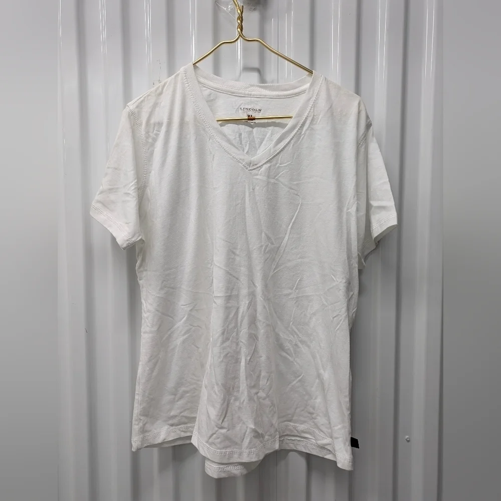 lincoln Outfitters Classic White V-Neck Tee